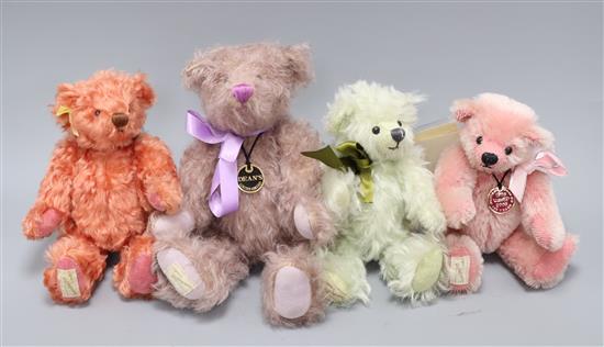 Four limited edition Deans bears, boxed